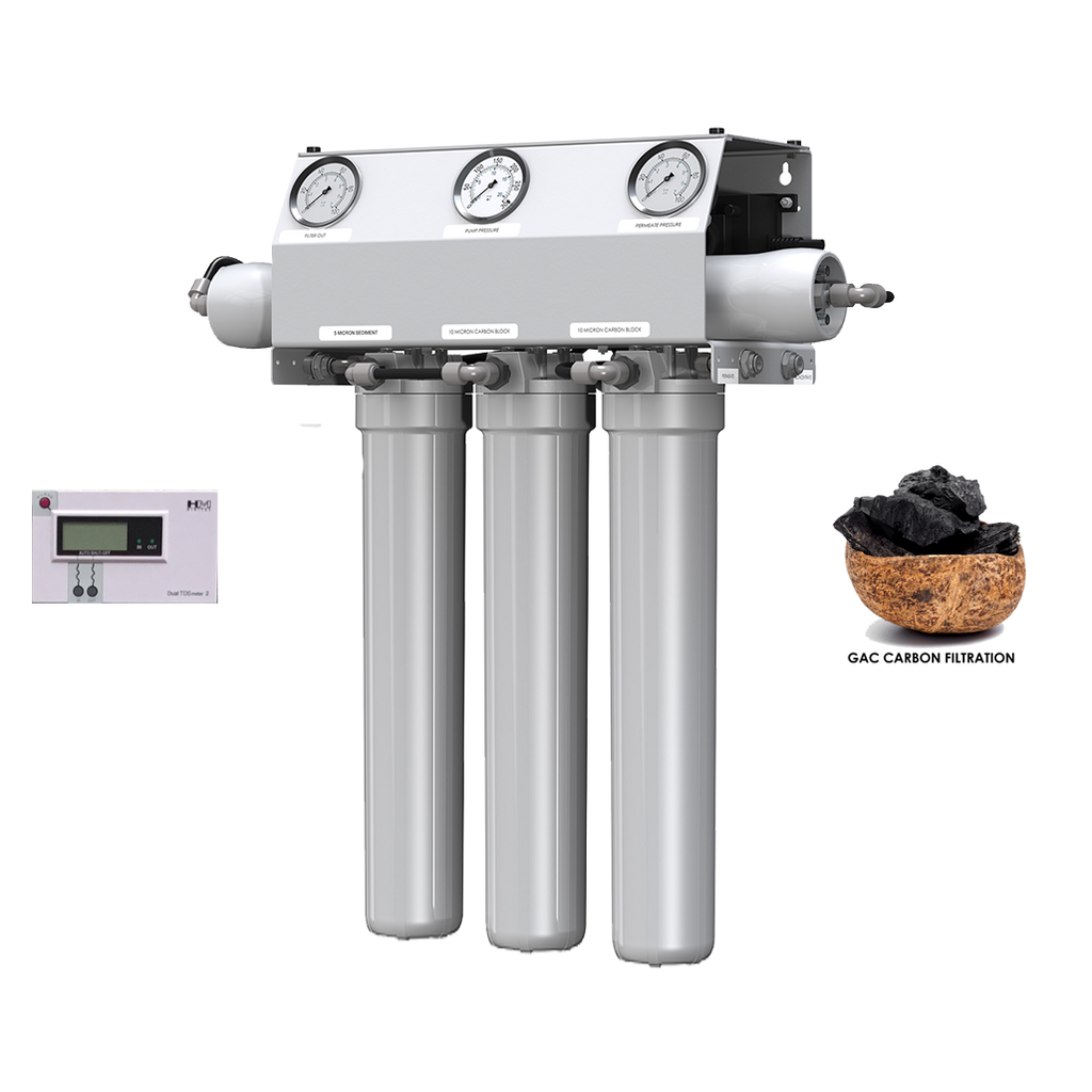 Custom Water 200 GPD 20" GAC Carbon Reverse Osmosis System With TDS Meter